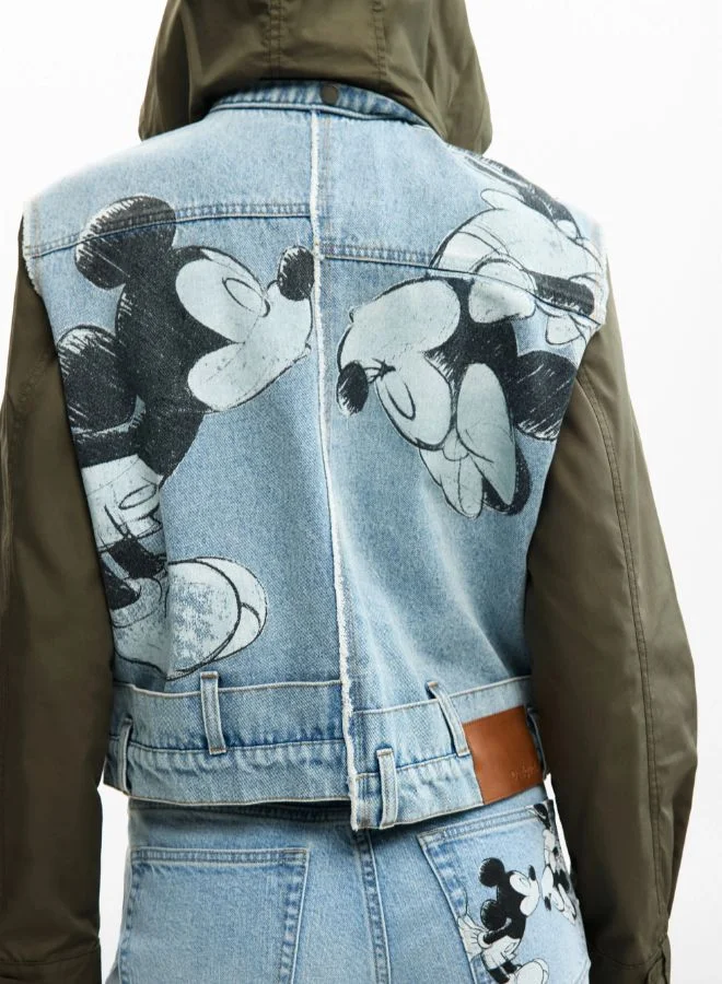 DESIGUAL Blue Mickey Mouse™ Bimaterial Parka for Women | Best Price UAE
